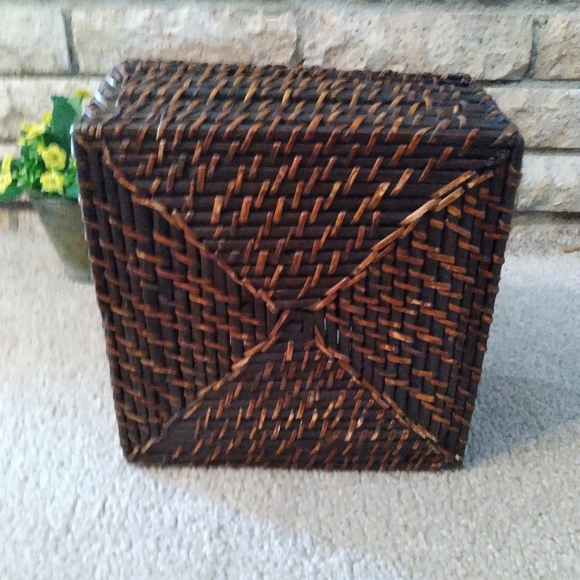 Vintage wicker Rattan silverware basket deep carry for flatware, Rattan bottle - Picture 2 of 8